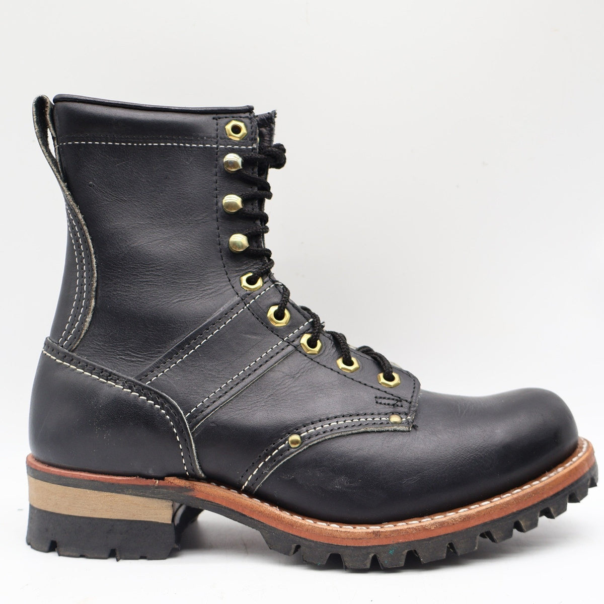 Carolina Logger Boots Mens 8 EE Vintage USA Black Leather Work Boots 961 NEW