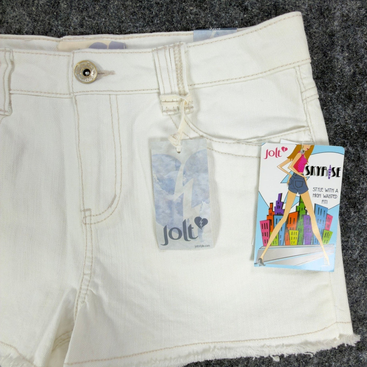 Jolt Modern Skyrise High Waisted Denim Shorts Juniors 9 White NWT