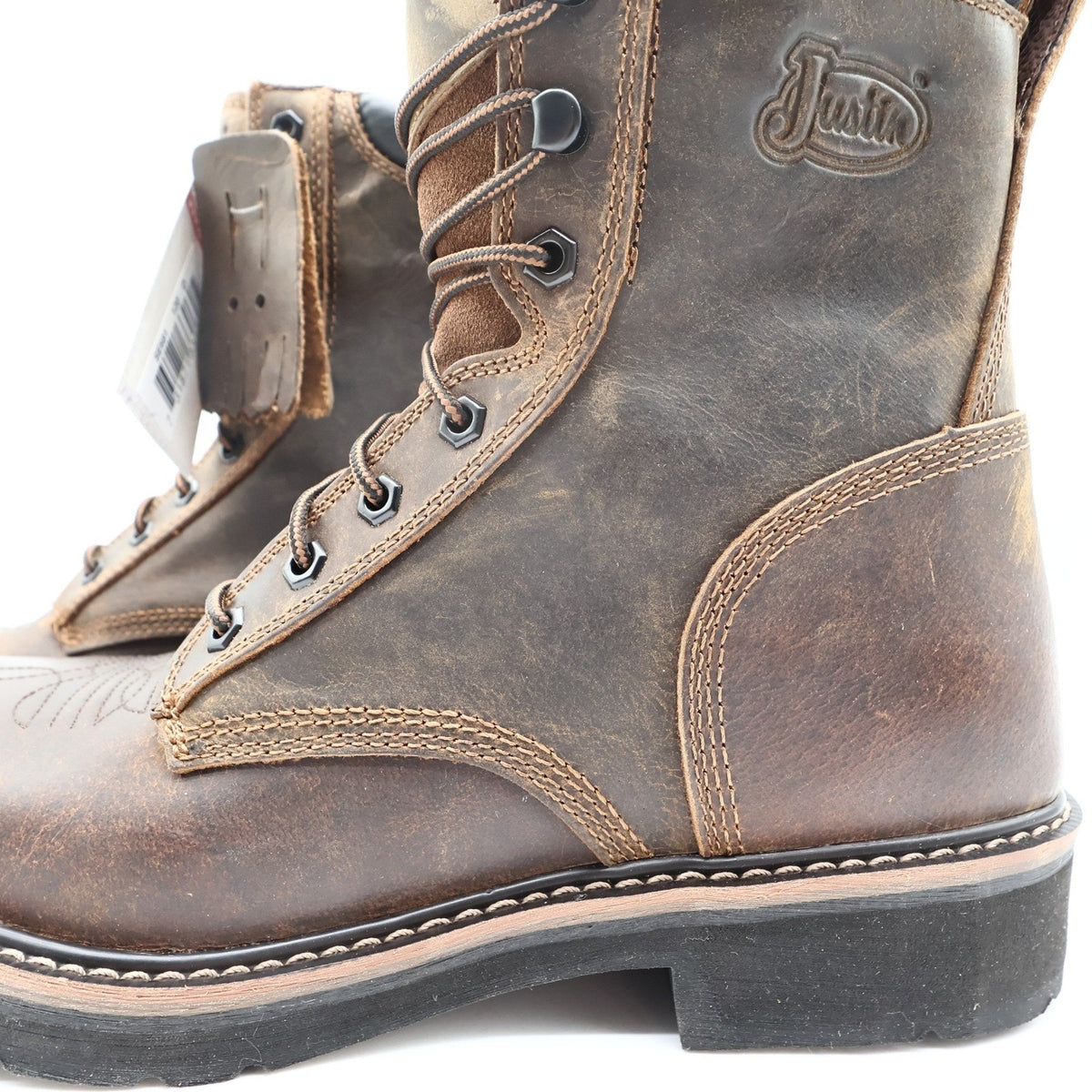 Justin Modern SE681 Work Boots Mens 12 D Brown Leather New With Tags - take2supply