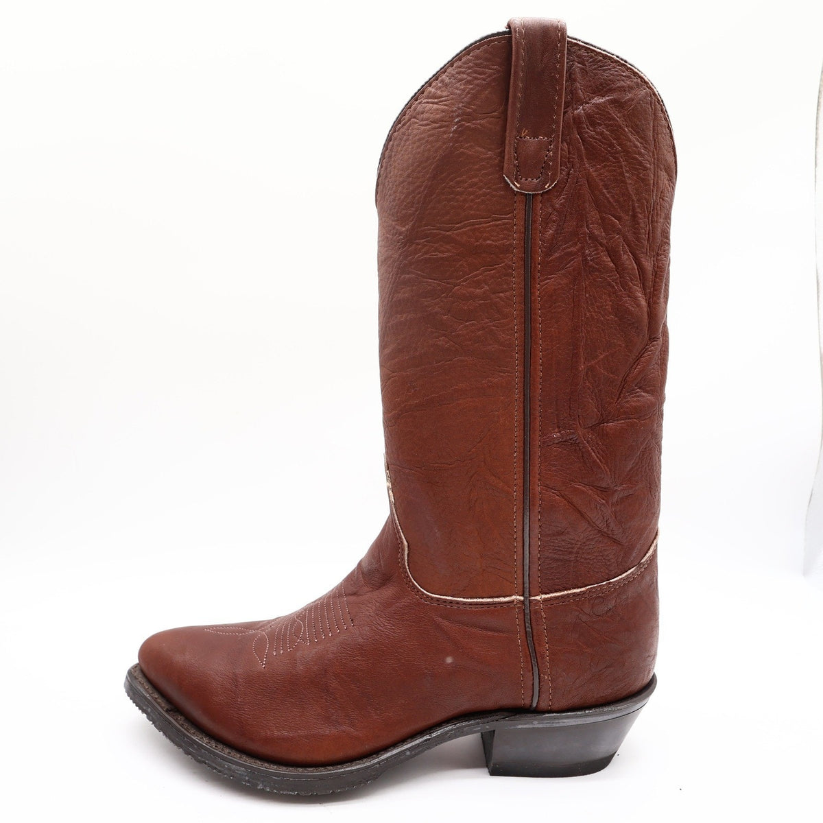 Double-H Vintage 80s Western Boots Mens 9 D Brown Leather Cowboy 5510 USA NIB
