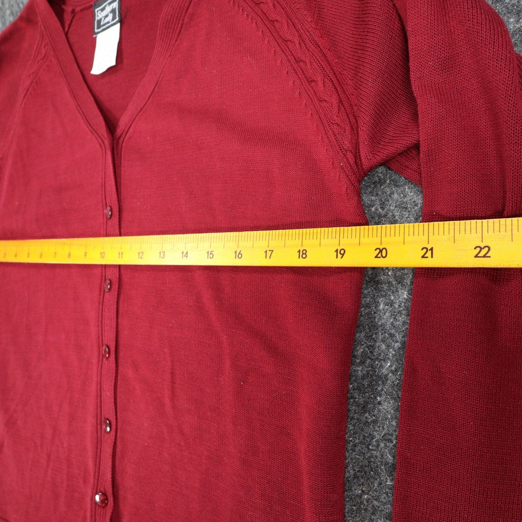 Southern Lady Cardigan Sweater Womens Small Vintage 90s Wine Red Acrylic 1W57