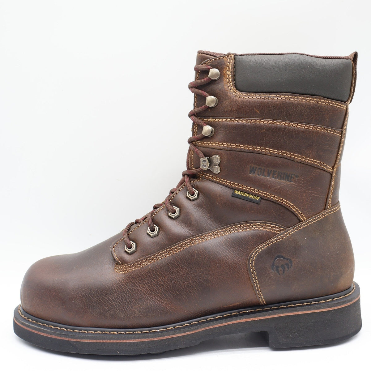 Wolverine Brek 8" Work Boots Mens 12 Brown Leather Steel Toe Waterproof W10082 - take2supply