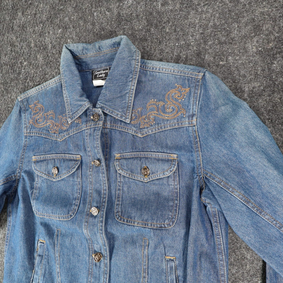 Southern Lady Denim Jacket Womens Small Blue Embroidered Cotton Trucker NWT