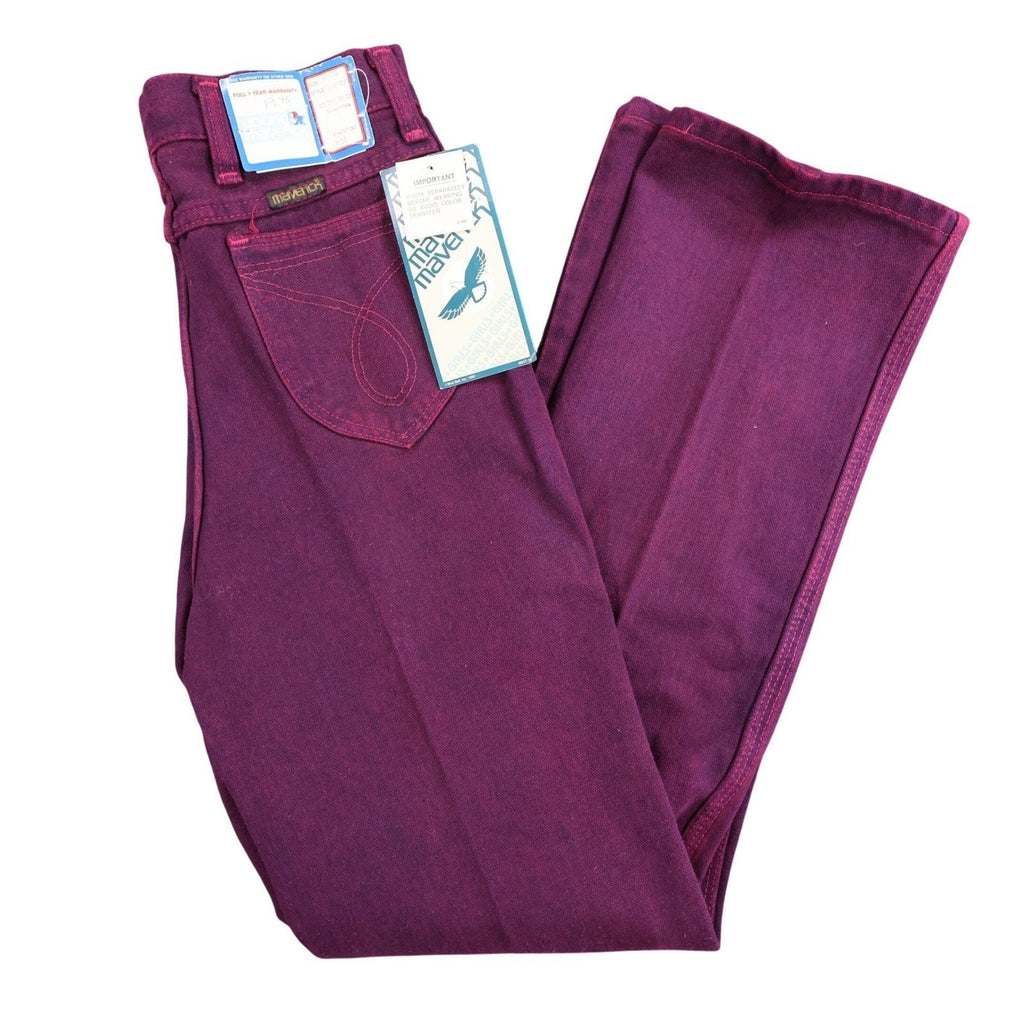 Maverick Vintage 80s Purple Jeans Girls 14 Reg USA Made NOS NWT 27.5x30 - take2supply