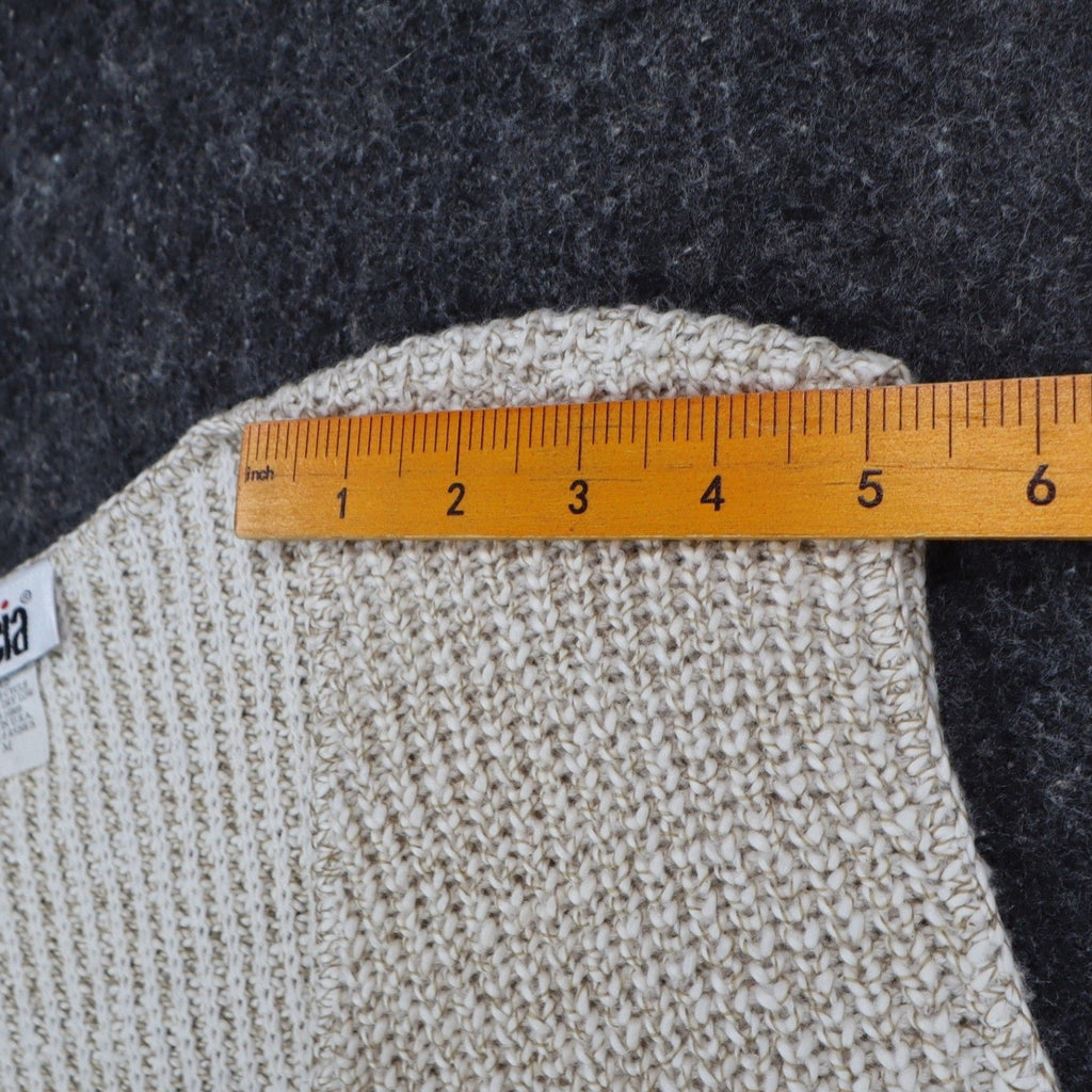 Lucia Sweater Vest Womens Medium Vintage 90s Beige Cotton Knit Button Front USA