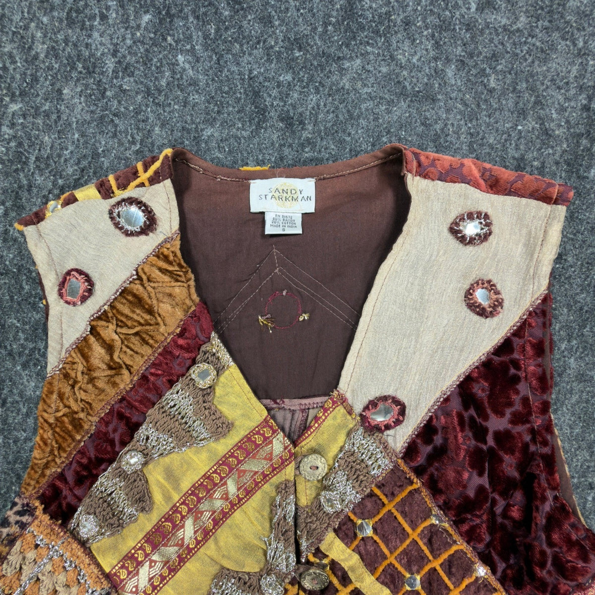 Sandy Starkman Vintage Style Patchwork Vest Womens S Multicolor Rayon NWT - take2supply