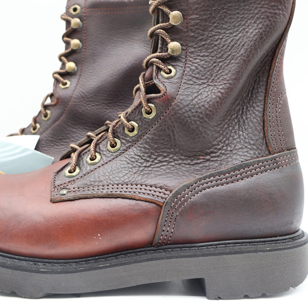Carolina 8006 Plain Toe Farm Boot Mens 9.5 2E USA Made Brown Leather Work Boots