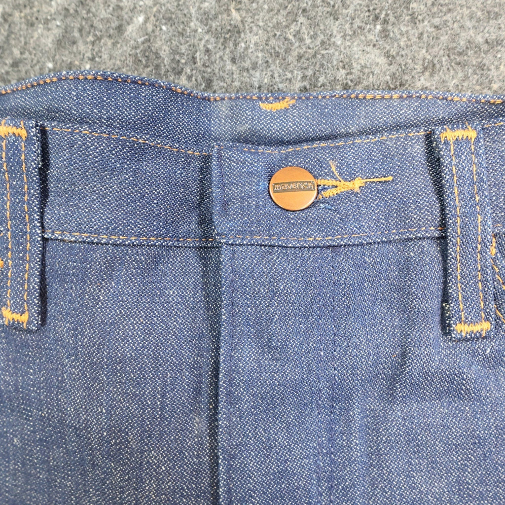 Maverick Vintage 70s Flare Jeans Mens 33x36 Blue Cotton USA Made NOS NWT
