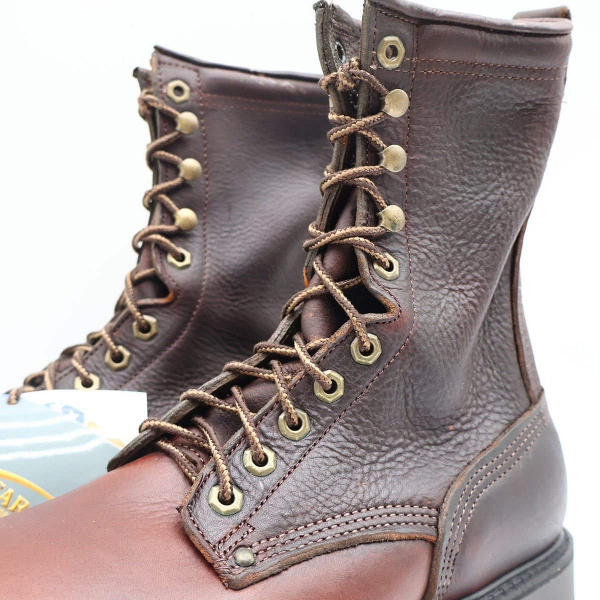 Carolina 8006 Plain Toe Farm Boot Mens 9.5 2E USA Made Brown Leather Work Boots