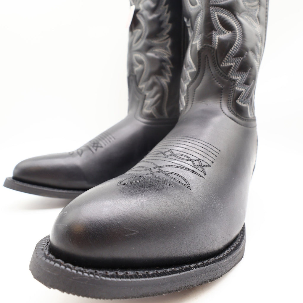 Laredo 68450 Black Tumbled Leather R Toe Western Boots Men's 10 EW Wide NWT