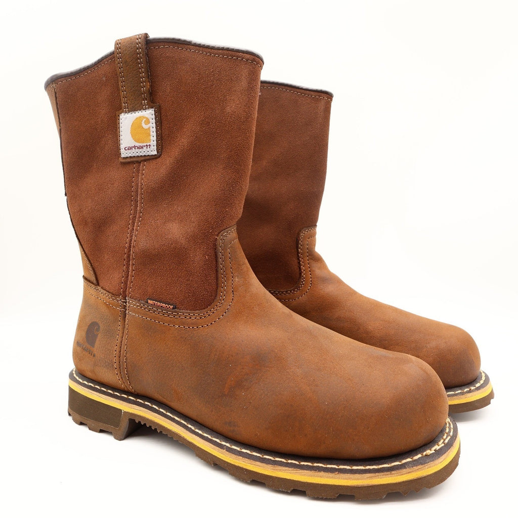 Carhartt Waterproof 10-Inch Pull-On Work Boot Mens 9.5M Brown Leather NEW