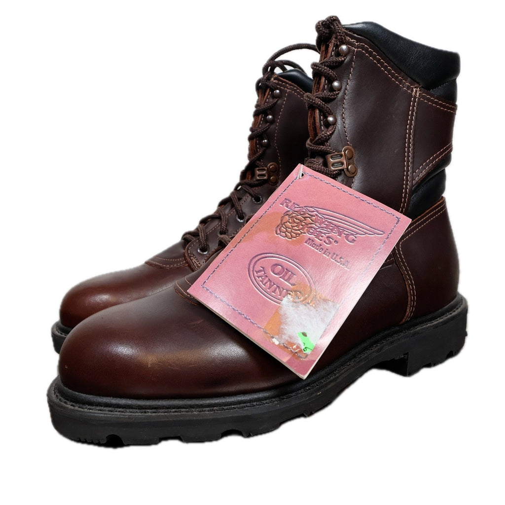 Red Wing 978 Oil Tanned Brown Leather Vibram Logger Work Boots Men's 9.5D USA NWT
