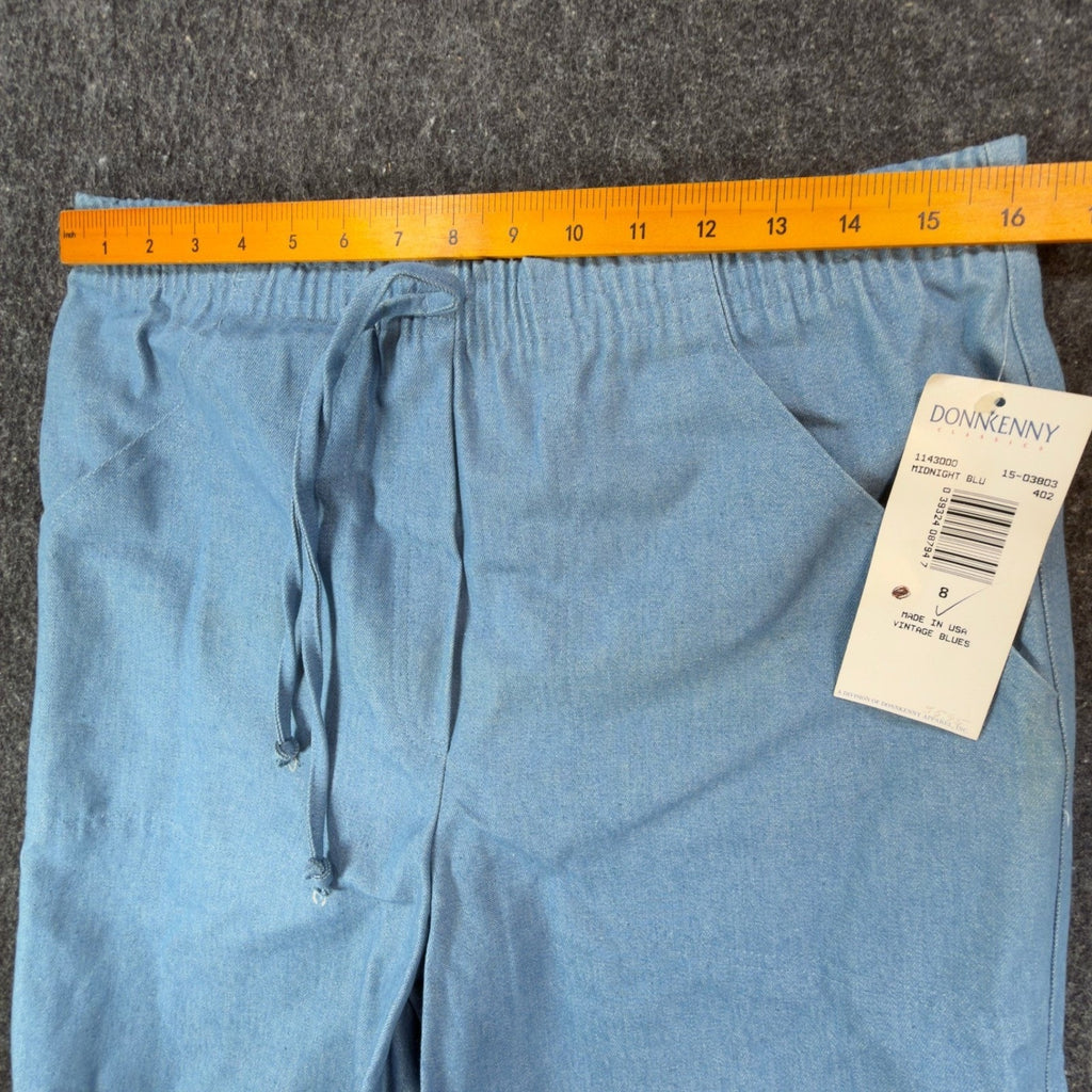 Donnkenny Vintage 90s Shorts Womens 8 Blue Elastic Waist Drawstring NWT