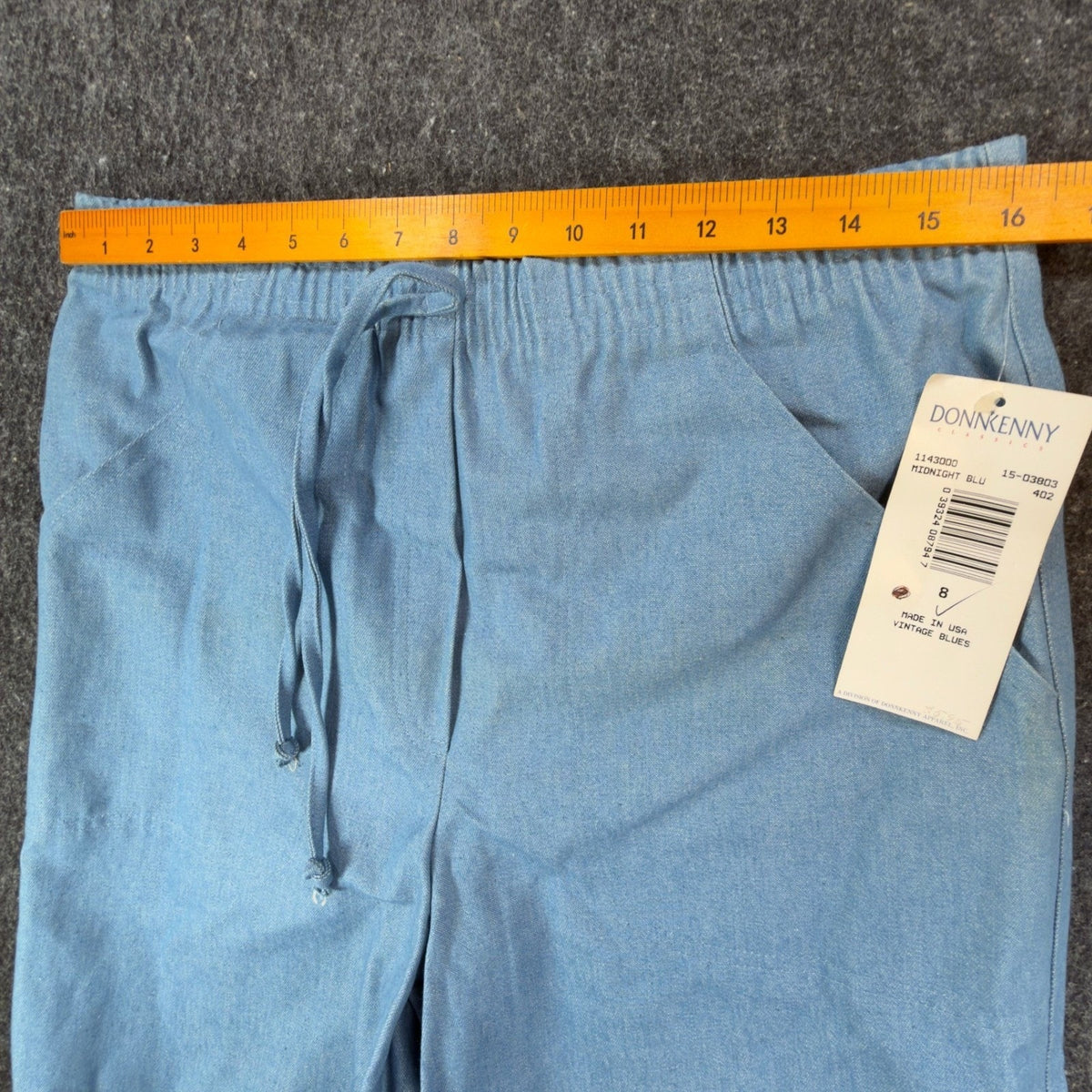 Donnkenny Vintage 90s Shorts Womens 8 Blue Elastic Waist Drawstring NWT