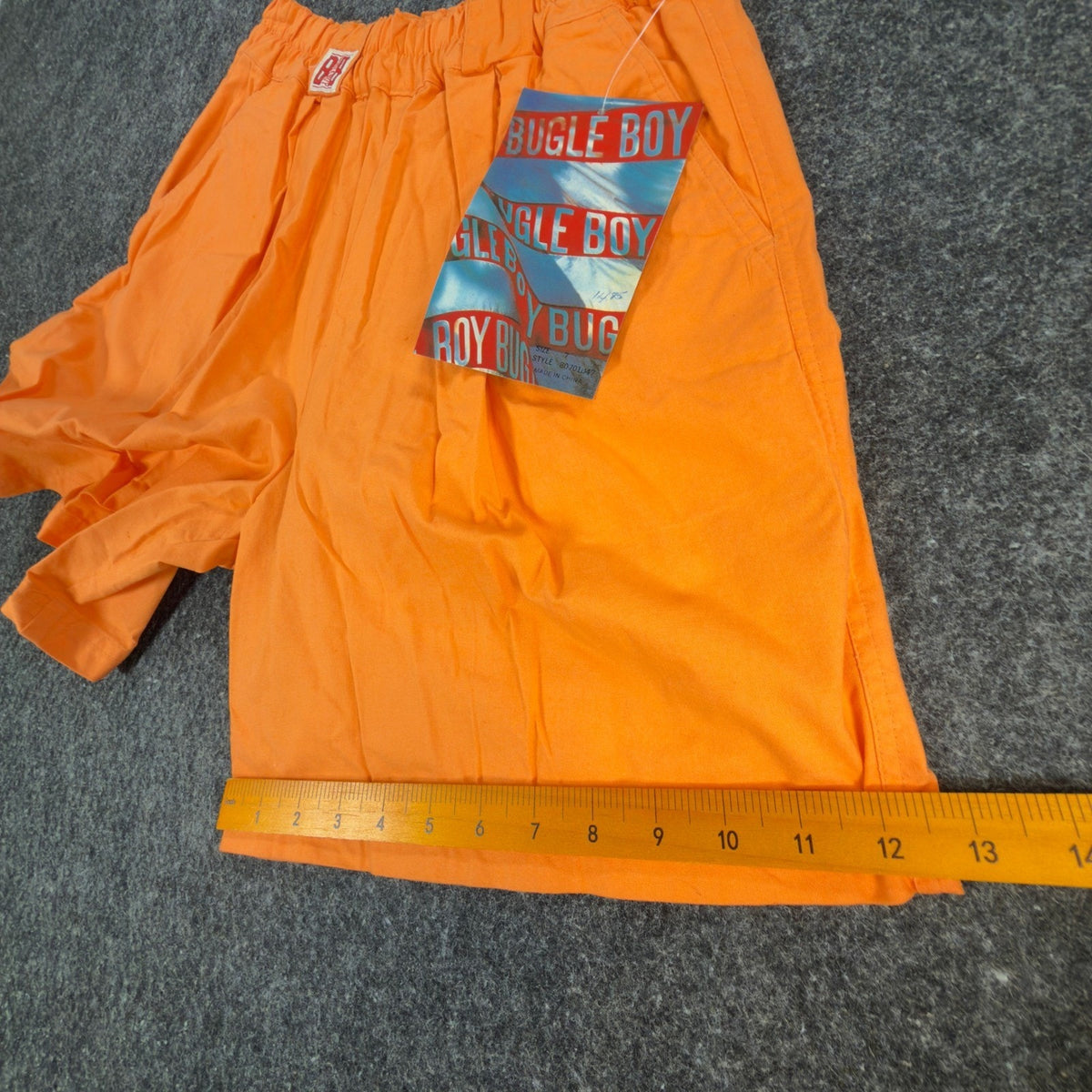 Bugle Boy Vintage 90s Shorts Boys 7 Neon Orange Cotton Elastic Waist NOS - take2supply