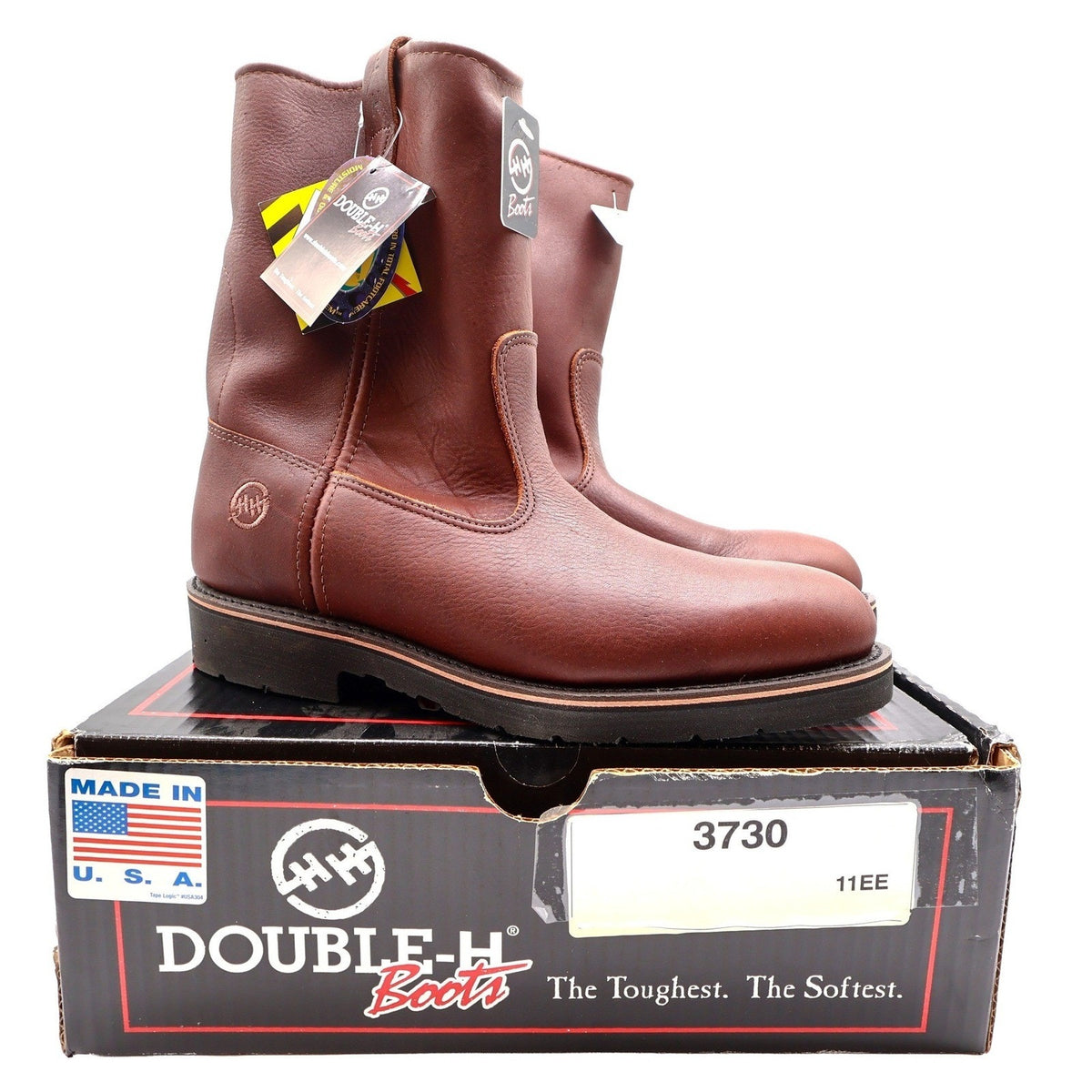 Double-H 3730 Boots Mens 11EE Brown Leather AG7 Ranchwell EH Made in USA NWT