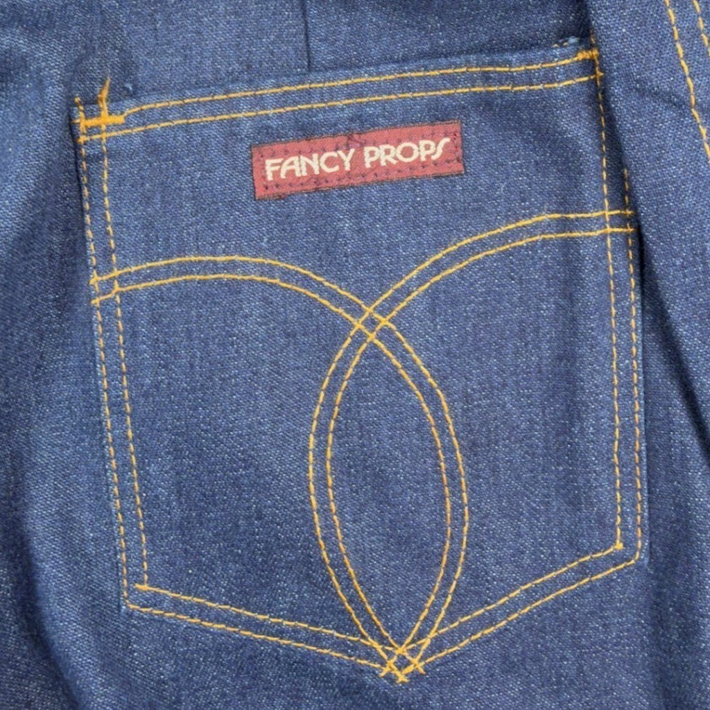 Fancy Props Vintage 70s Jeans Pants Womens 12 Blue High Waist Belted Wide Leg