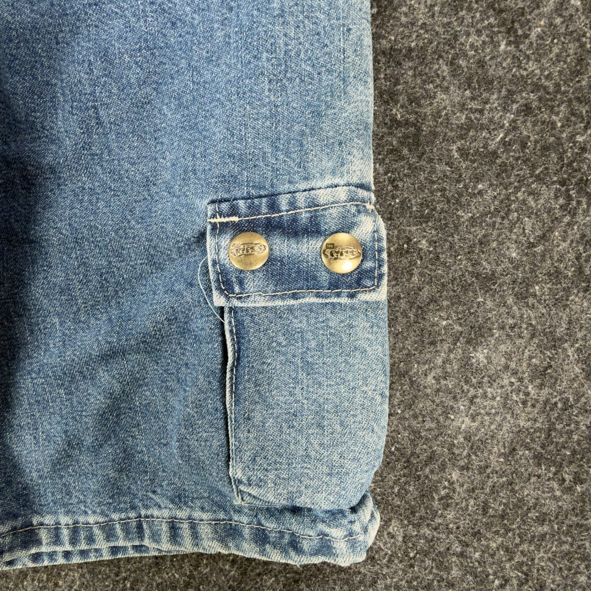 Lee Pipes 90s Vintage Denim Cargo Shorts Boys 7X Retro Stone Blue NWT New