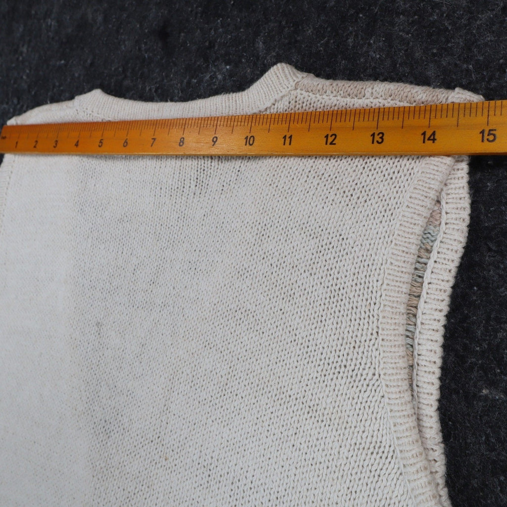 Beldoch Popper Sweater Vest Womens Small Vintage 90s Natural Multi Cotton Ramie