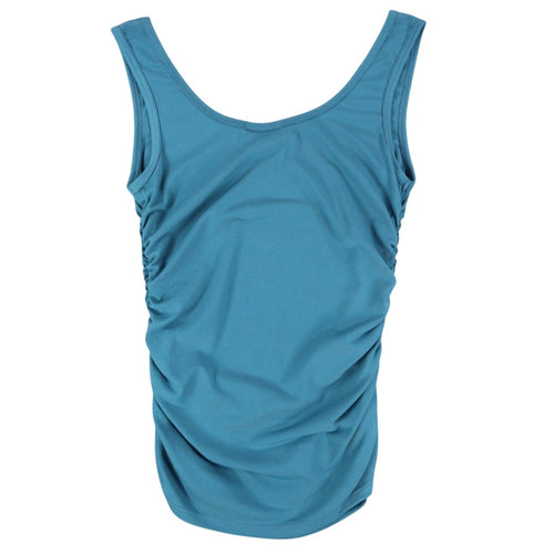 A. Byer Tank Top Womens Medium Y2K Teal Blue Ruched Beaded Stretch C799