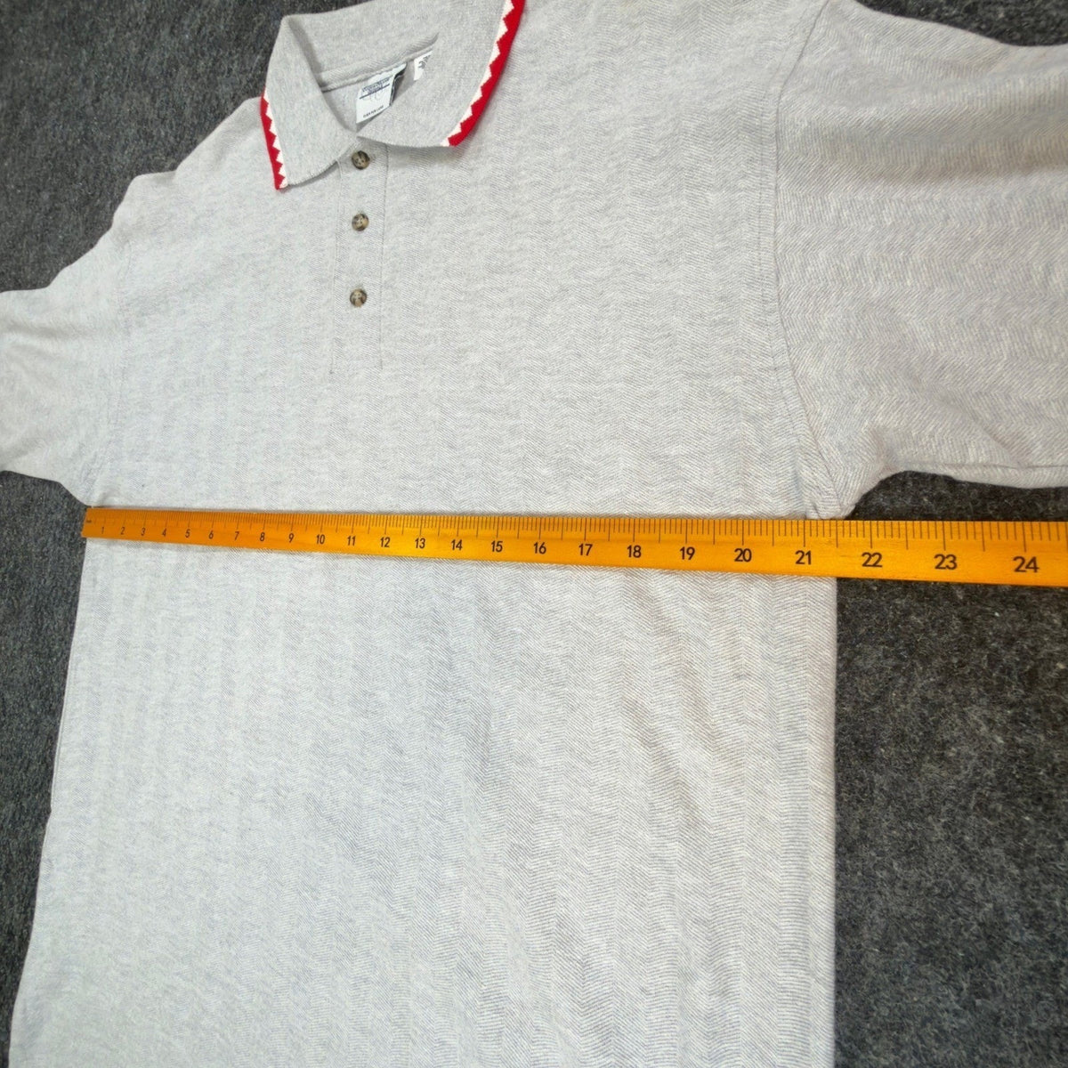 Cotton Deluxe Casuals Polo Shirt Mens Large Vtg 90s Gray Cotton Zigzag Trim