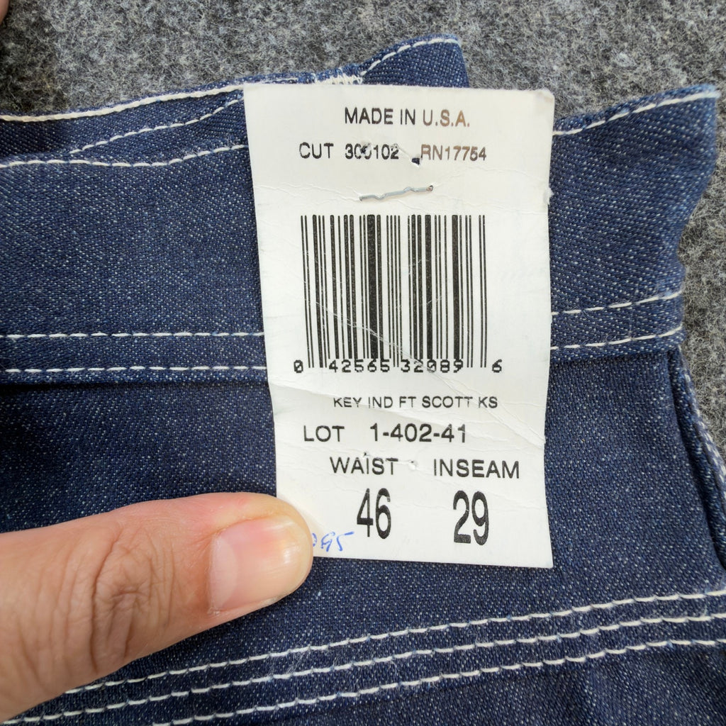 KEY Vintage 90s Dungaree Jeans Mens 46x29 USA Made Blue Denim NWT 1-402-41
