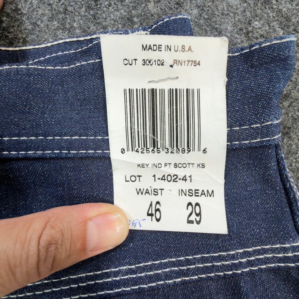KEY Vintage 90s Dungaree Jeans Mens 46x29 USA Made Blue Denim NWT 1-402-41