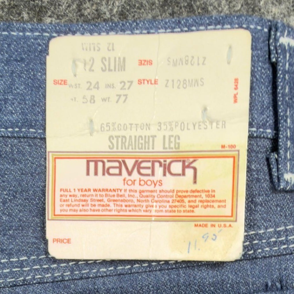 Maverick Vintage 70s Jeans Boys 12 Slim Blue Straight Leg NWT NOS