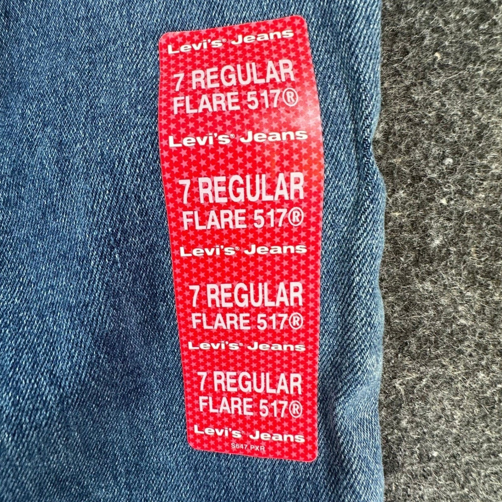 Levi's Vintage Y2K 517 Flare Jeans Girls Size 7 Blue Denim Stretch NWT