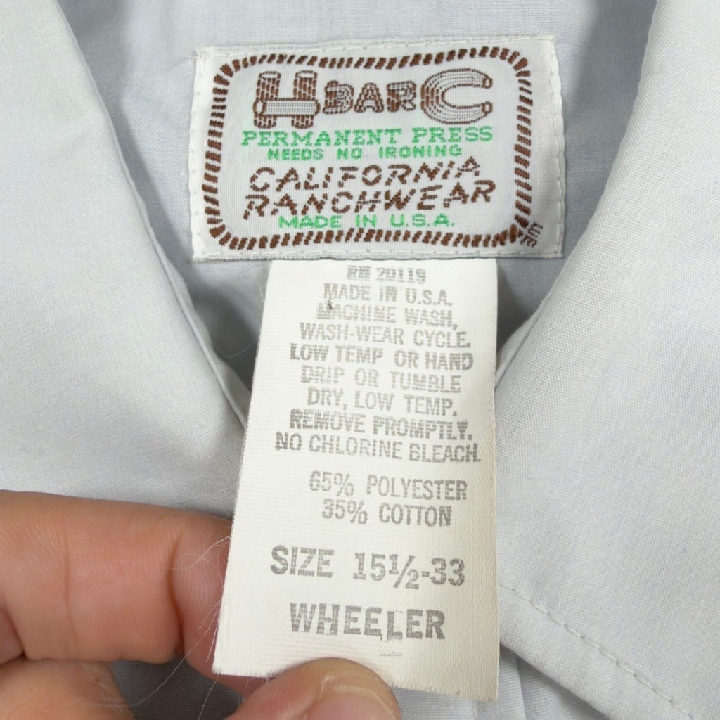 H Bar C Vintage 70s Wheeler Western Shirt Mens 15.5-33 White Embroidered NWT
