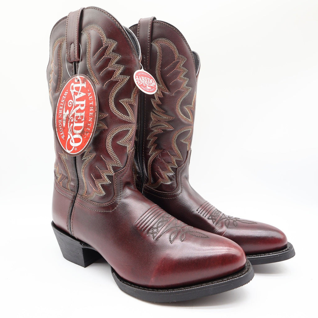 Laredo 68458 Black Cherry Leather R Toe Cowboy Boots Men's 8.5D NWT