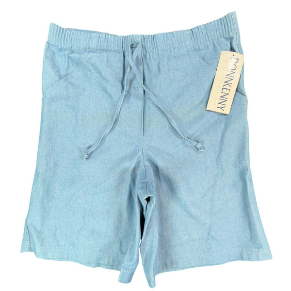 Donnkenny Vintage 90s Shorts Womens 8 Blue Elastic Waist Drawstring NWT