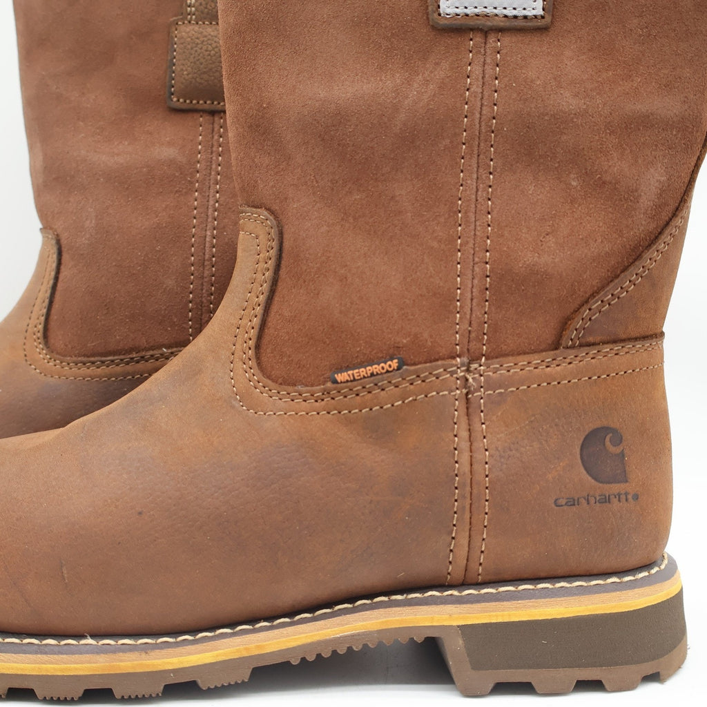 Carhartt Waterproof Pull-On Work Boot Mens 9 Brown Leather Soft Toe CMP1053 - take2supply