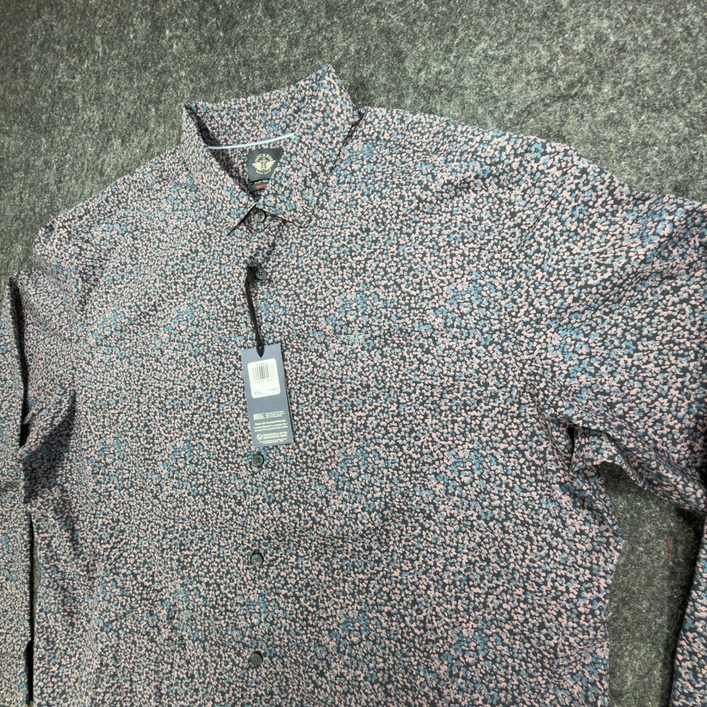Dockers Button Up Shirt Mens XXL Navy Pink Floral Smart 360 Flex Slim Fit NWT