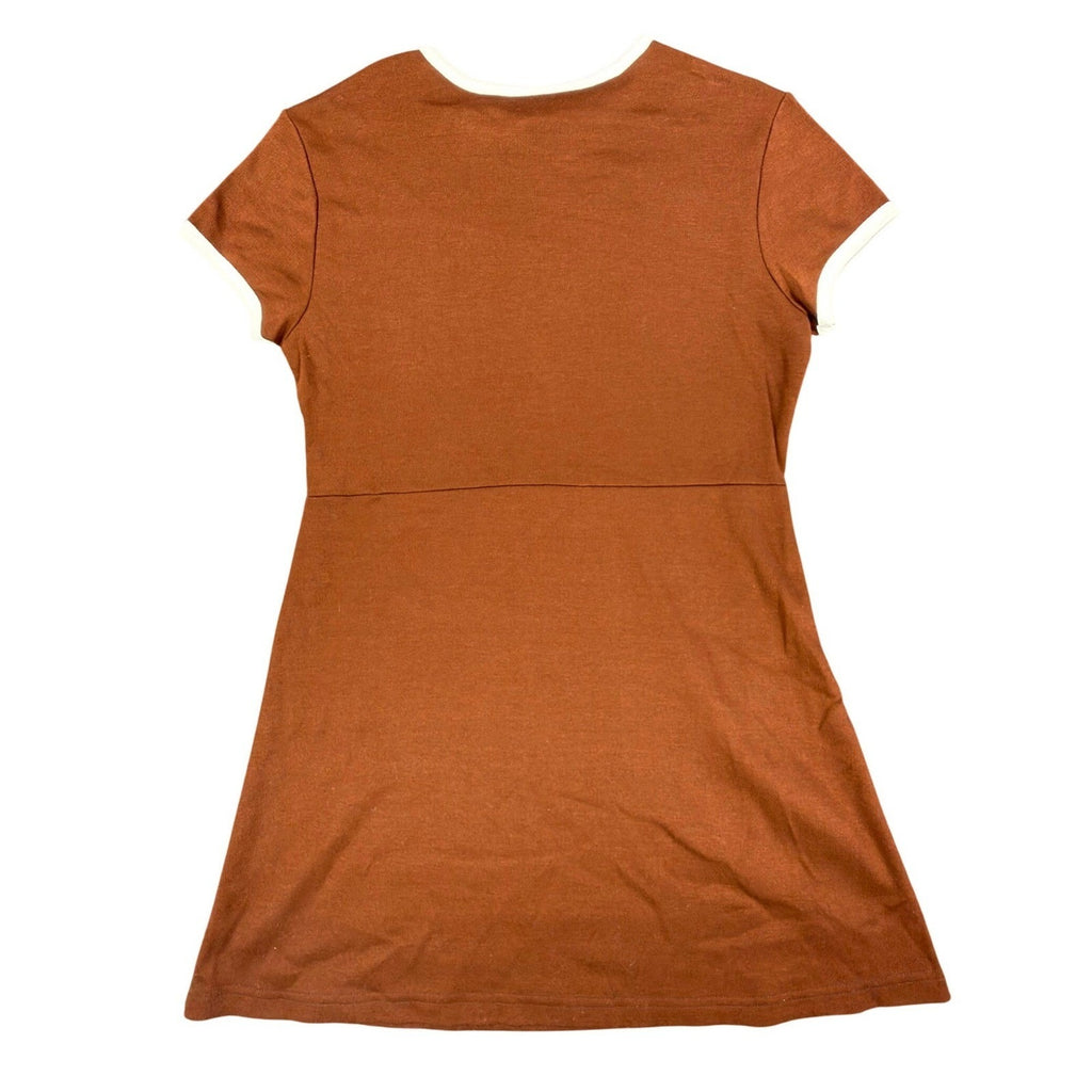 Angel Jones Vintage 70s Ringer Mini Dress Womens Large Brown Acrylic New - take2supply