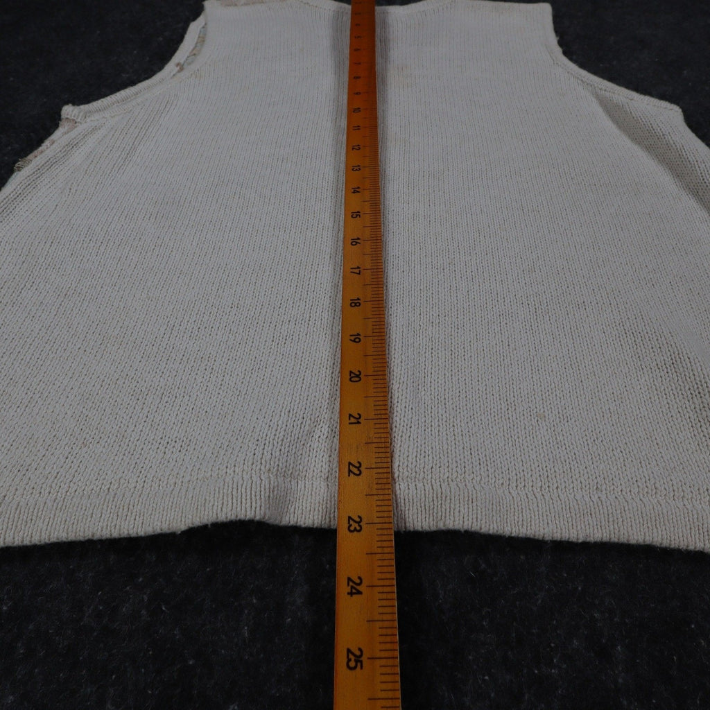 Beldoch Popper Sweater Vest Women M Vintage 90s NWT Natural Ramie Cotton Floral