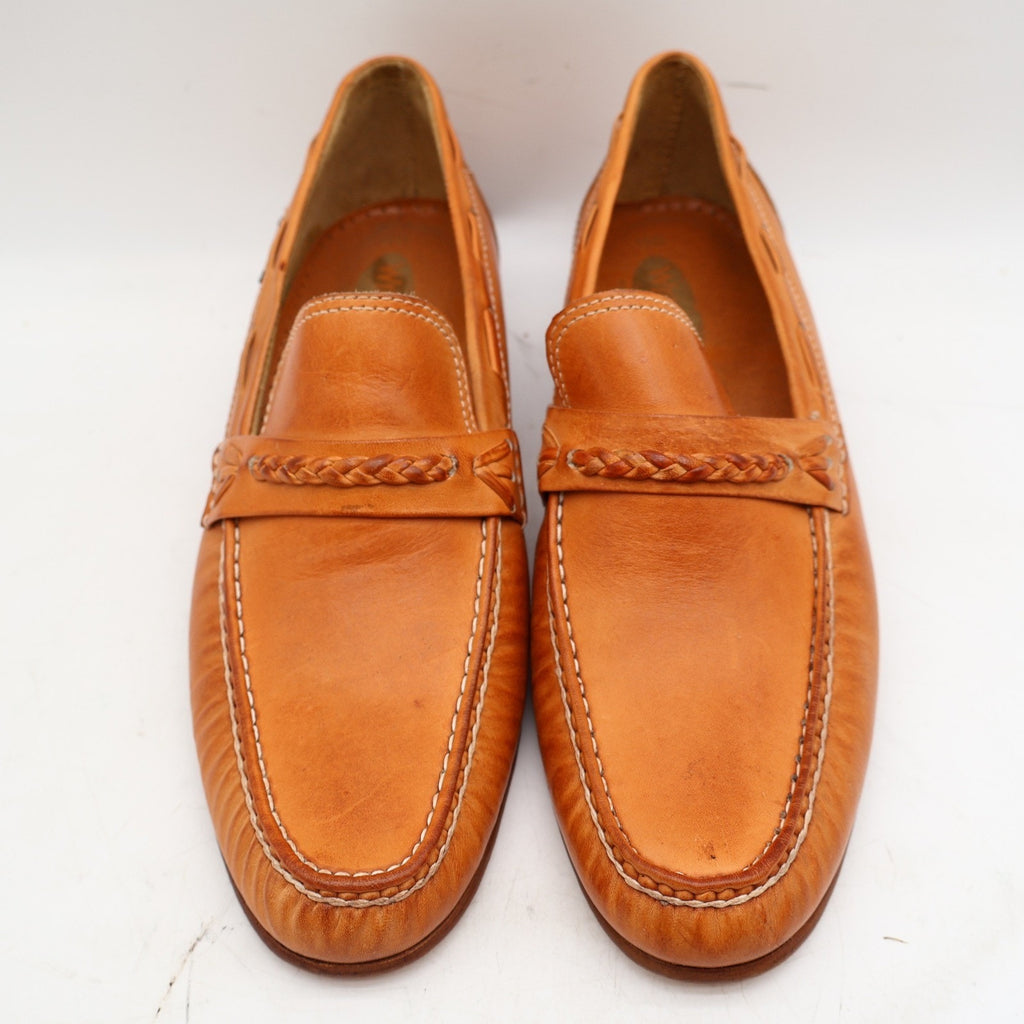Vintage Wrangler 96-6100 Tan Leather Braided Penny Loafers Men's 10D Deadstock