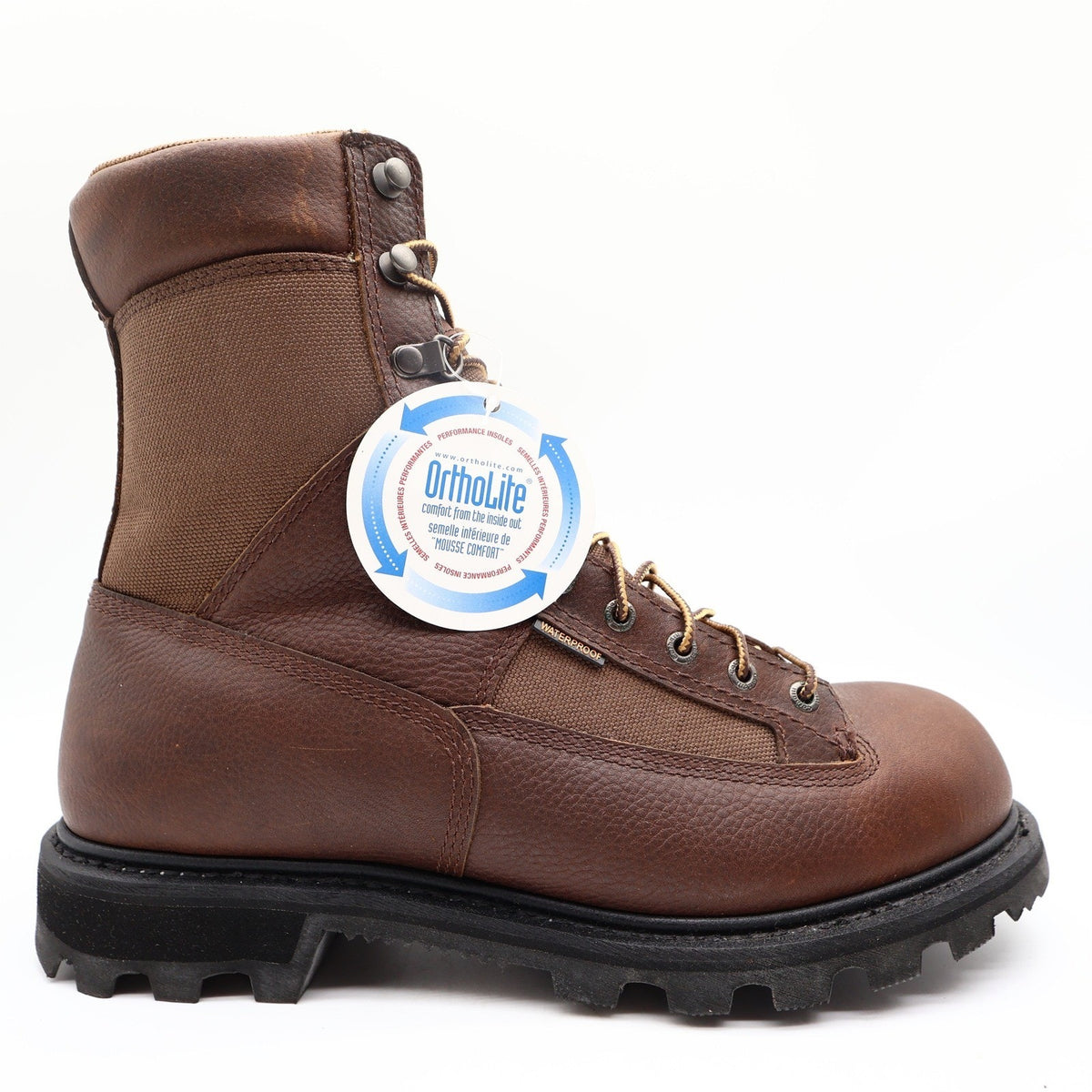 Carhartt Work Boots Mens 12 M Brown Leather Waterproof 8" Logger CML8150 NIB