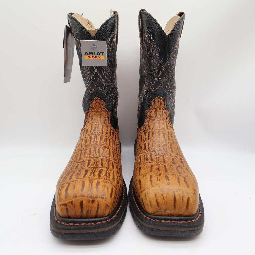 Ariat WorkHog Comp Toe Boots Mens 9.5 Brown Hornback Print NIB 10032454