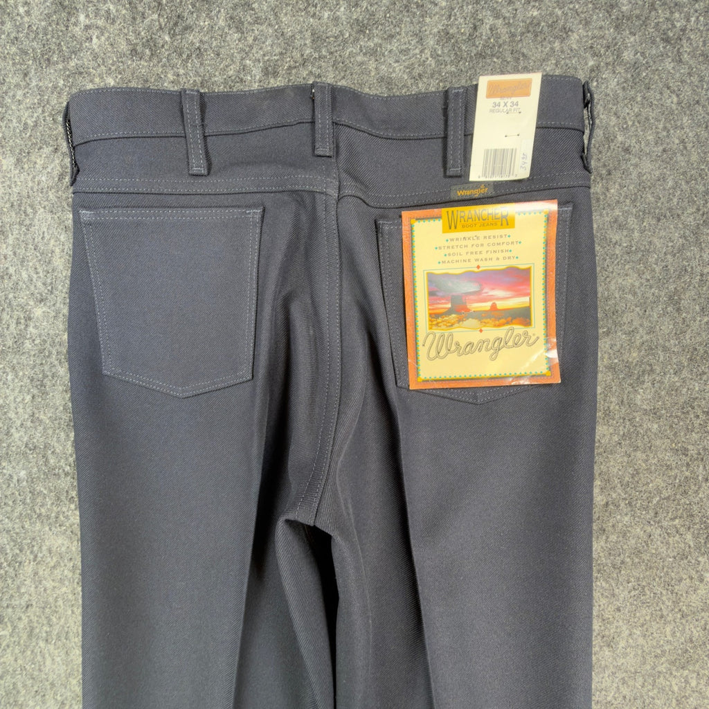 Wrangler Mens Y2K Wrancher Bootcut Dress Pants 34x34 Navy Polyester NWT 82NV
