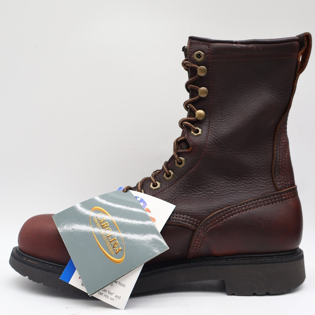 Carolina 8006 Plain Toe Farm Boot Mens 9.5 2E USA Made Brown Leather Work Boots