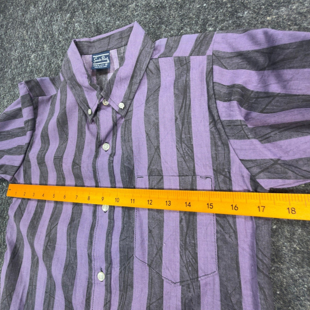 Sands Point Vintage 80s Shirt Boys 16 Purple Grey Striped USA