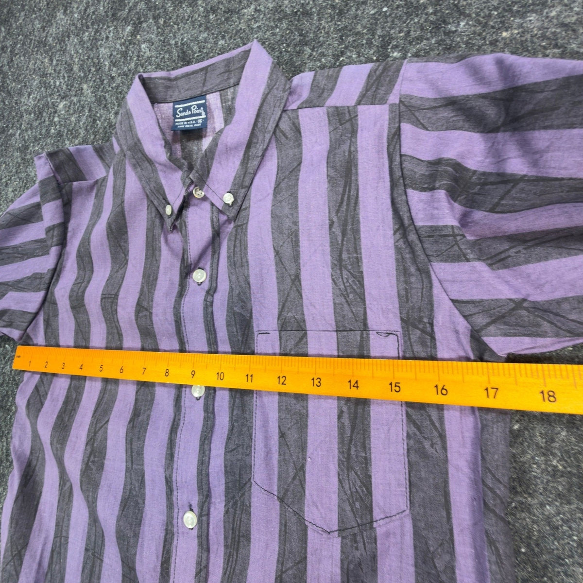 Sands Point Vintage 80s Shirt Boys 16 Purple Grey Striped USA