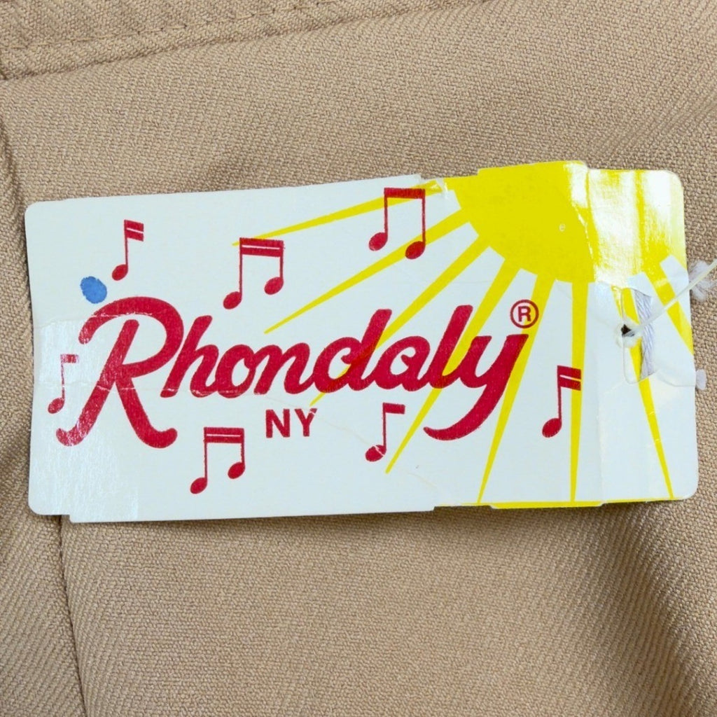 Rhondaly NY Dress Pants Womens 20 Vintage 70s Beige Polyester Straight Leg NWT