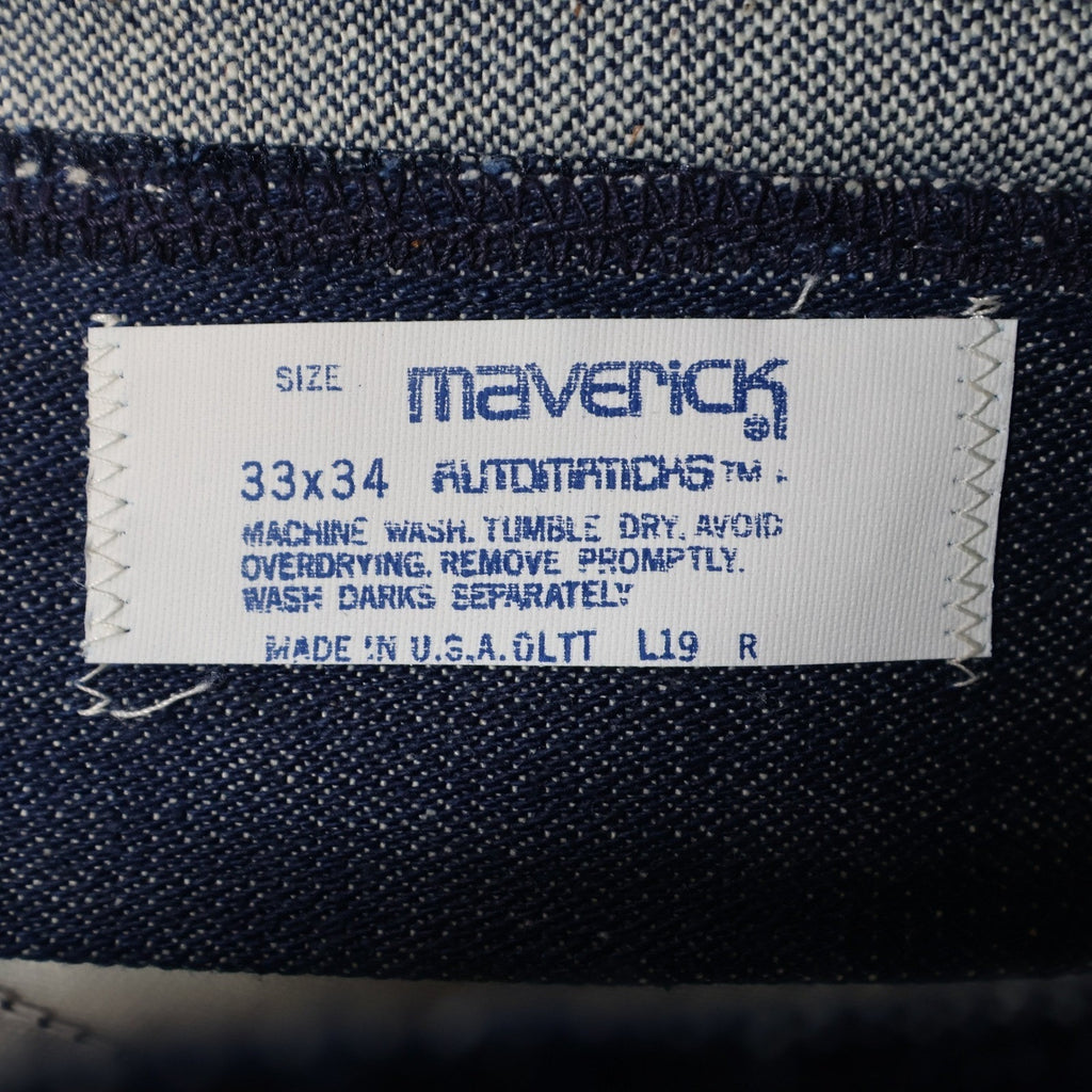 Maverick Vintage 70s Flare Jeans Mens 33x34 Blue Cotton USA Made NOS NWT