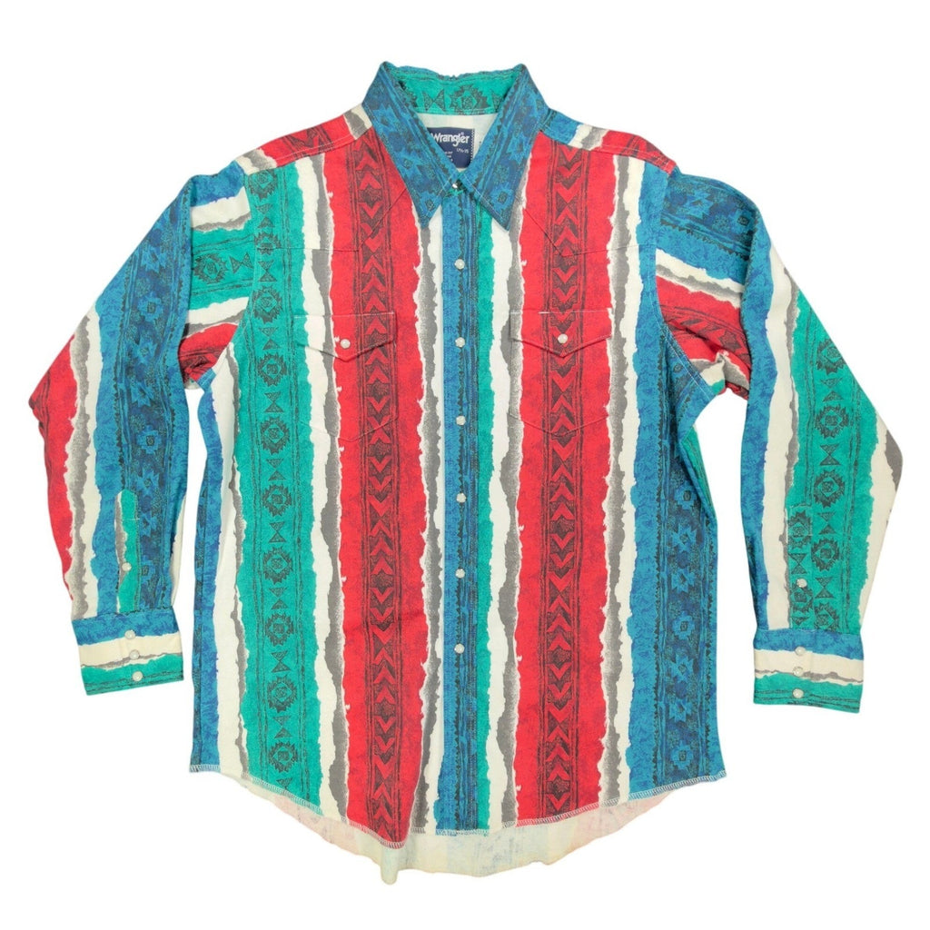 Wrangler Vintage 90s Western Shirt Mens 17.5 Multi Cotton Pearl Snap New