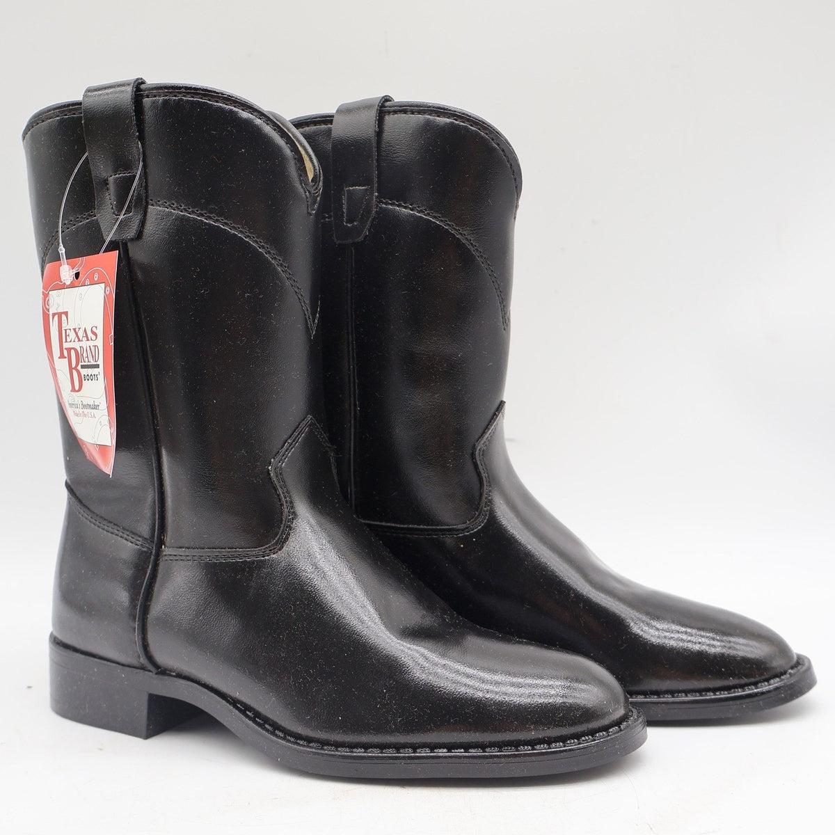 Texas Brand Roper Boots Youth Size 2 D Vintage Black Manmade Made in USA C1500 - take2supply