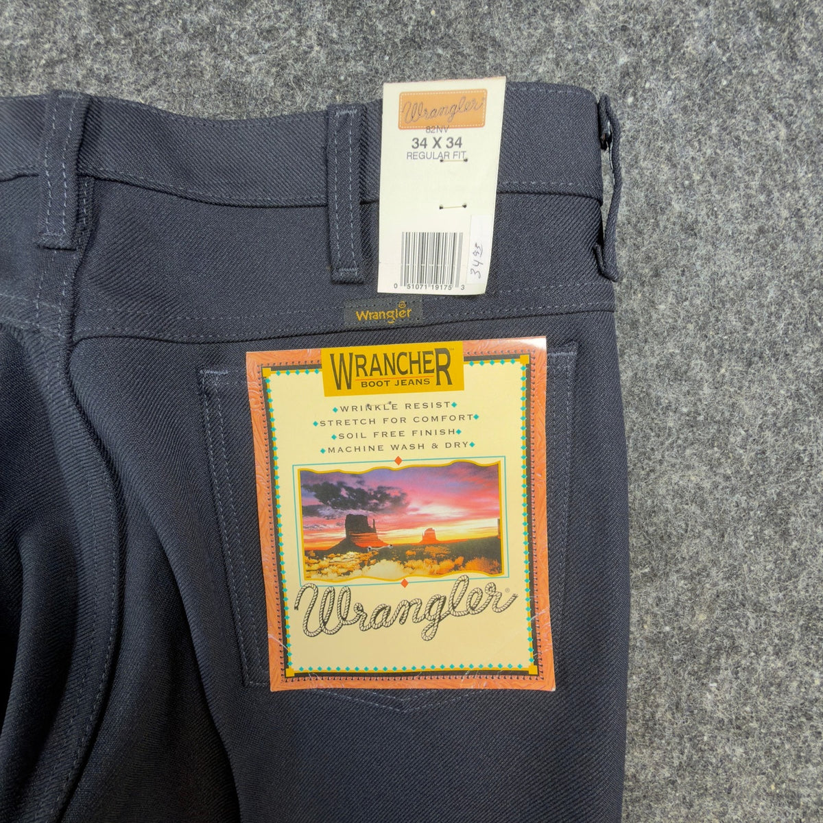 Wrangler Mens Y2K Wrancher Bootcut Dress Pants 34x34 Navy Polyester NWT 82NV