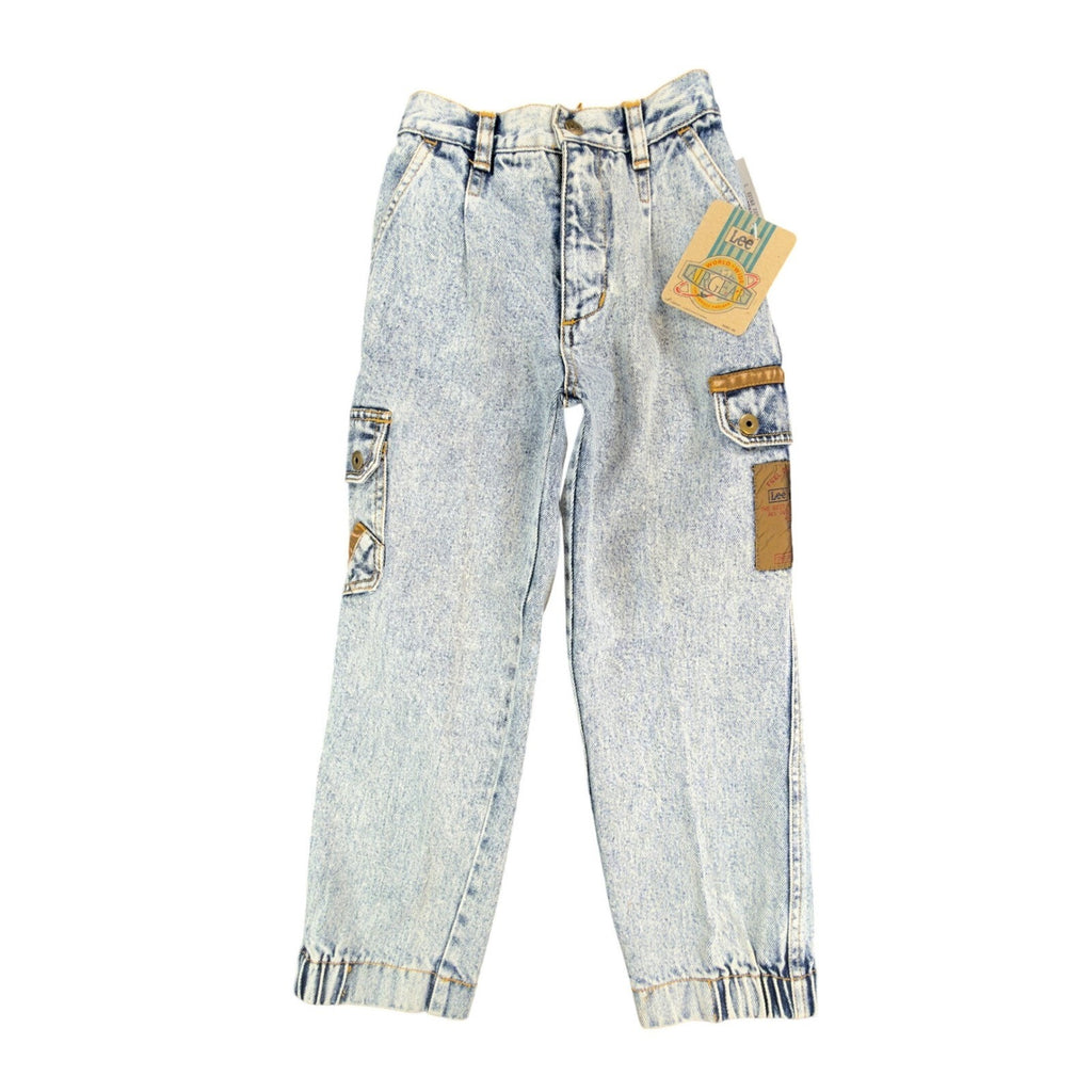 Lee AirGear Cargo Jeans Boys 6 Blue Cotton Loose Fit Vintage 90s Acid Wash