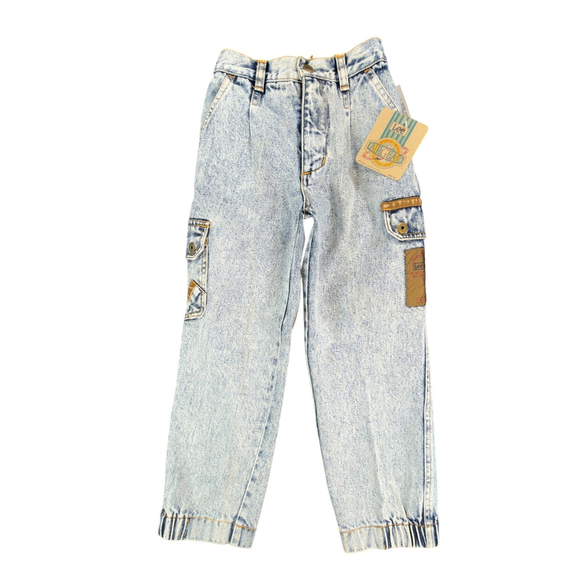 Lee AirGear Cargo Jeans Boys 6 Blue Cotton Loose Fit Vintage 90s Acid Wash